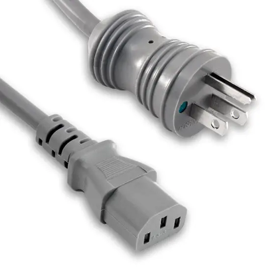 Ph010510 - Inst Cord 3/18 10Ft Hospital Gr Rnd Sjt Gray Pl 5-15P To Fem C13 1