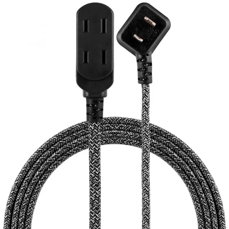 42841 - Extension Cord 2/16 8Ft Blk/Gry 3 Outlets 13A 125V 1