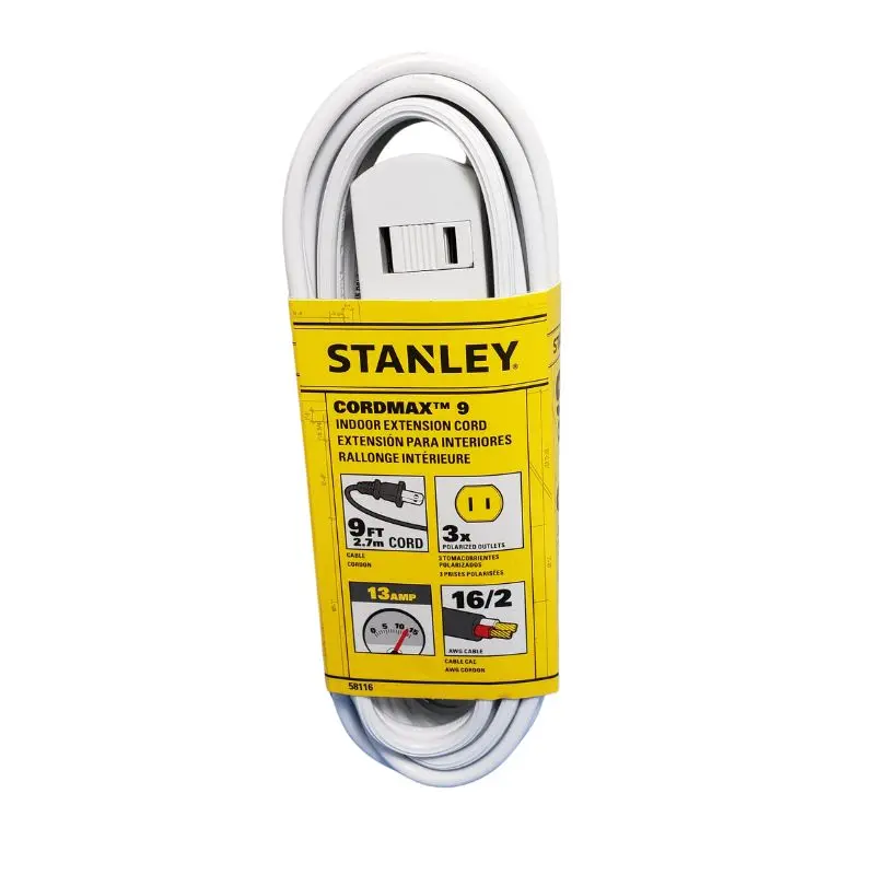 58116 - Extension Cord 2/16 9Ft Wht 3 Outlet Spt-2 13A 125V 1