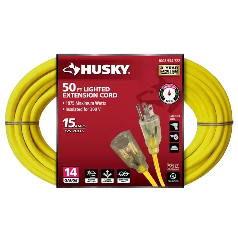 1008994722 - Extension Cord 3/14 50Ft Sjtw Yel With Lighted Ends 1