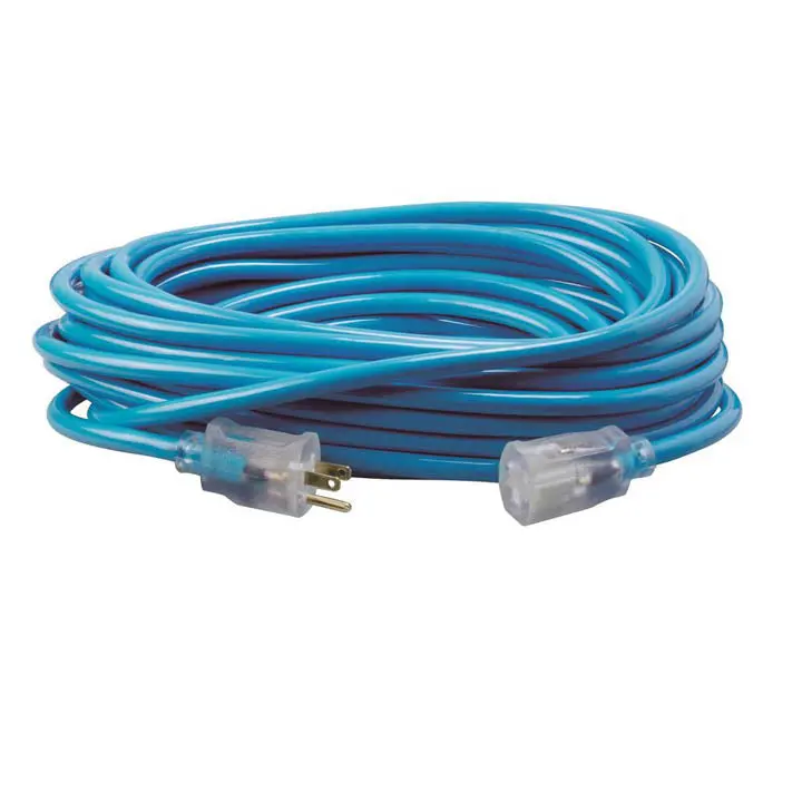 D11710100bl - Extension Cord 3/10 100Ft Blue Sjtw Lighted Ends 15A 125V -40F 1