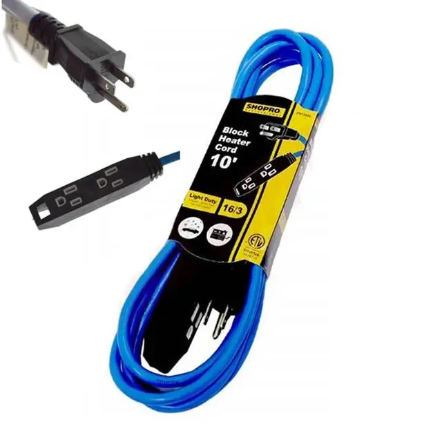 P011000 - Extension Cord 3/16 10Ft Sjtw Blue 13A 125V 1625W 3 Outlets 1