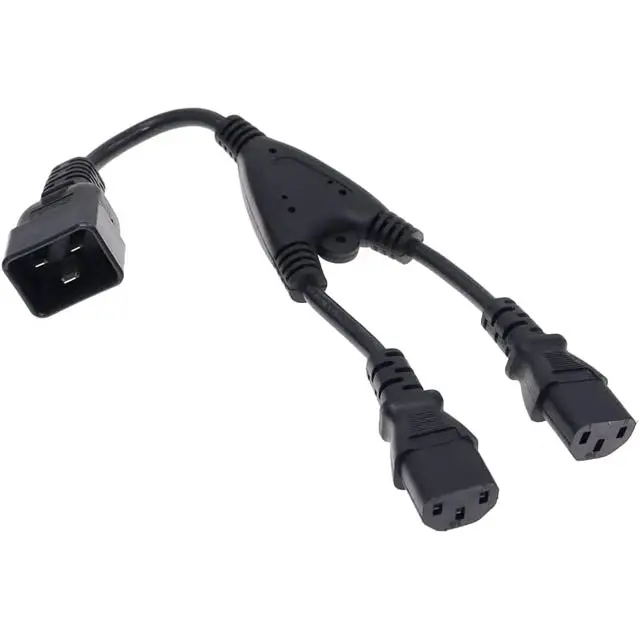 Pykw-3371 - Jumper Cord C20/12Awg To 2Xc13 14Awg 6Ft Rnd Blk Sjt 15A/250V 1