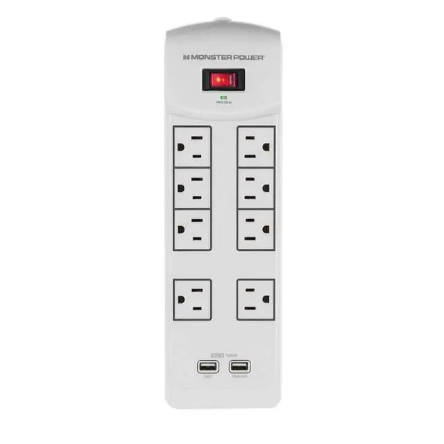 121889-00 - Power Bar 8 O/Let 6Ft Cord 2 Usb 2.1A 1440 Joules 1