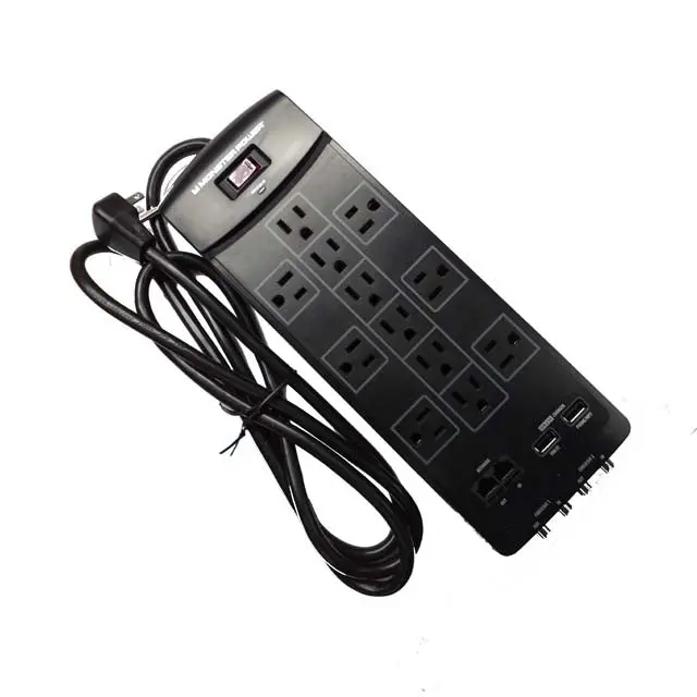 121830-00 - Power Bar 12 O/Let 6Ft Cord 2 Usb 2.1A 2160 Joules Ra Plug 1