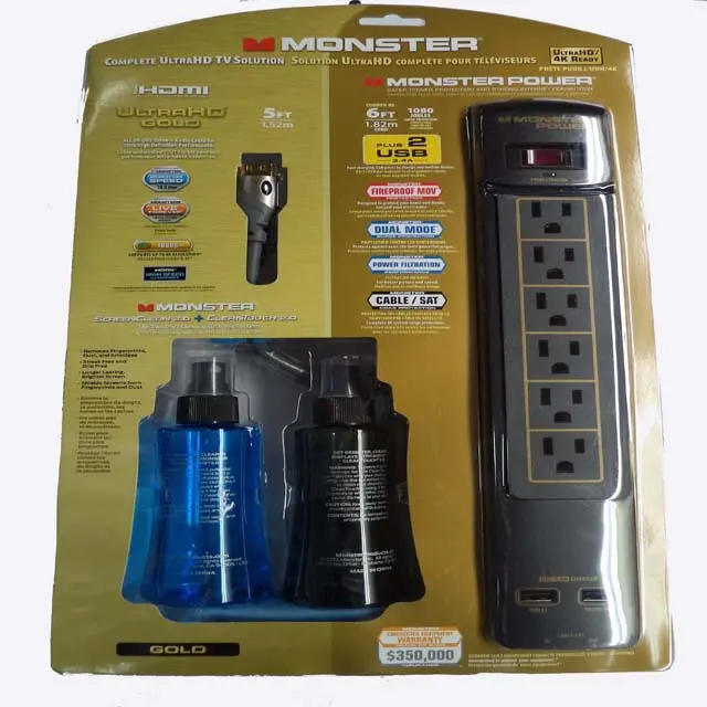 101624-00 - Power Bar 6 O/Let 6Ft Cord 2Usb 1080Joules 5Ft Hdmi Screen Clean 1