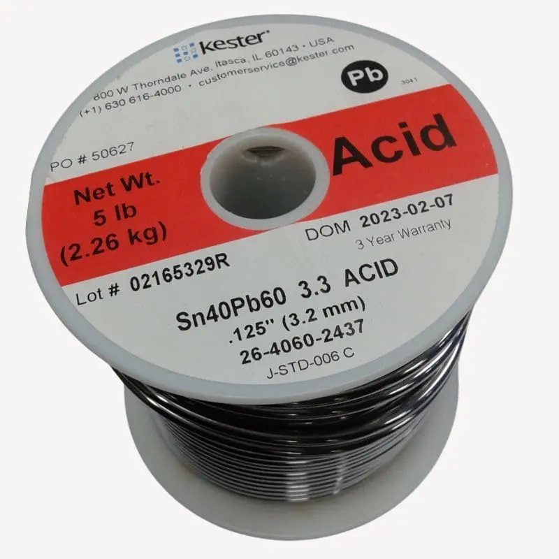 26-4060-2437 - Solder Wire 40/60 Acid Core 5Lb 3.3% Flux 3Mm 0.125In Sn40pb60 1