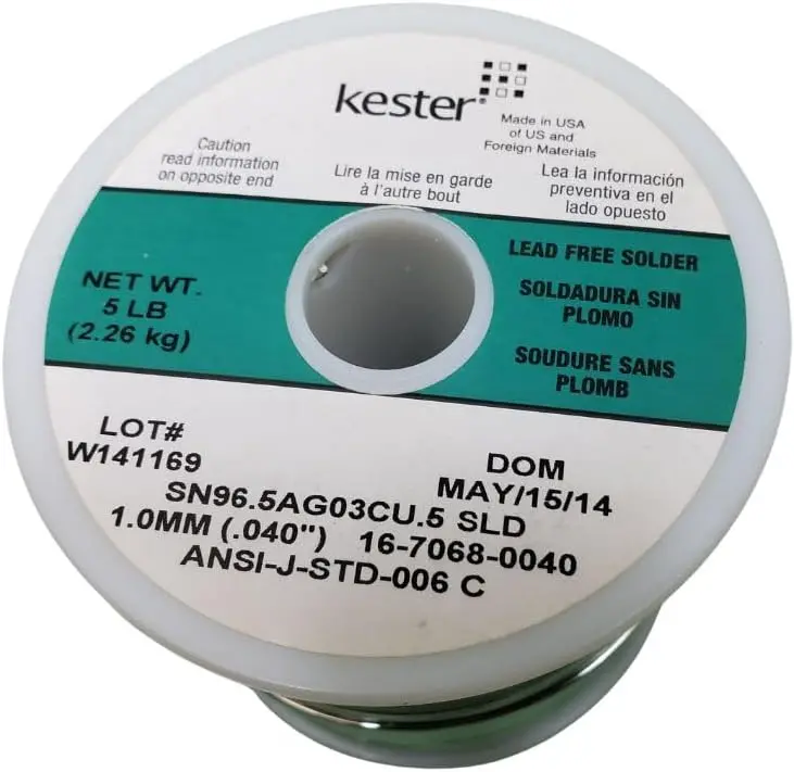 16-7068-0040 - Solder Wire Lead Free 5Lb 1Mm 0.040In Dia Sn96.5Ag03cu.5 1