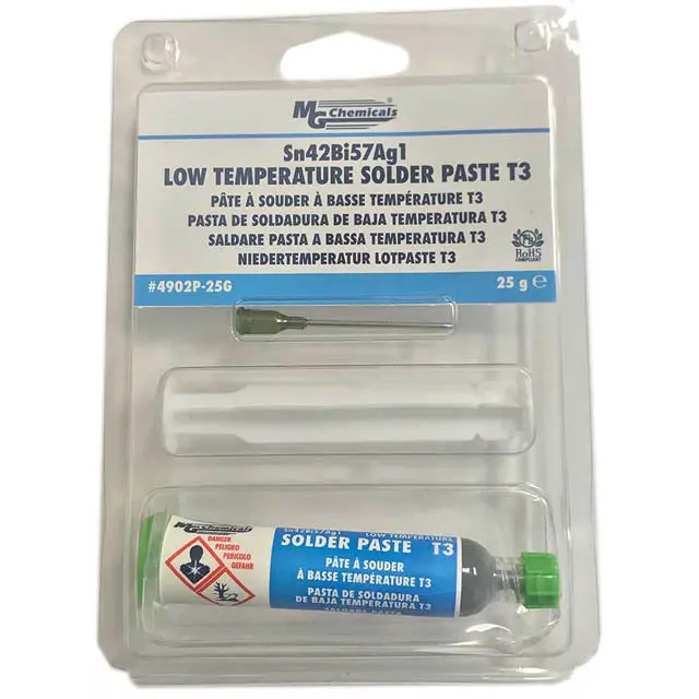 4902P-25G - Solder Paste Lead Free Low Temp 25Gm Tin 42/Bismult 57/Silver 1 1