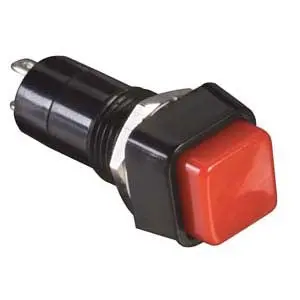 1275-1566 - Push Switch Mom 1P1t No Thr Sol 10Mm Sq Red Cap 3A/125Vac 1