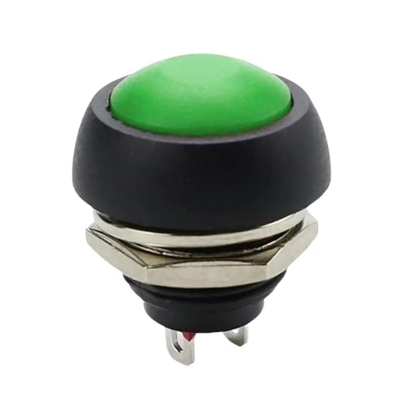 Swpus-001205 - Push Switch Mom 1P1t No Thr Sol 12Mm 2A 48Vdc Domed Head Green 1