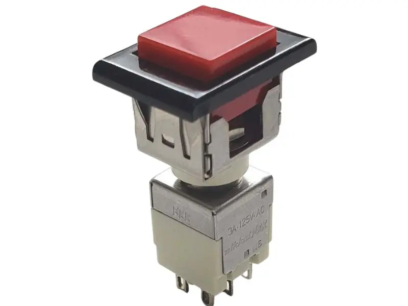 Eb2085-C-J31a-Ro - Push Switch Latch 2P2t No/Nc Sol Snap-In 12Mm Sq Hole 3A 125Vac 1