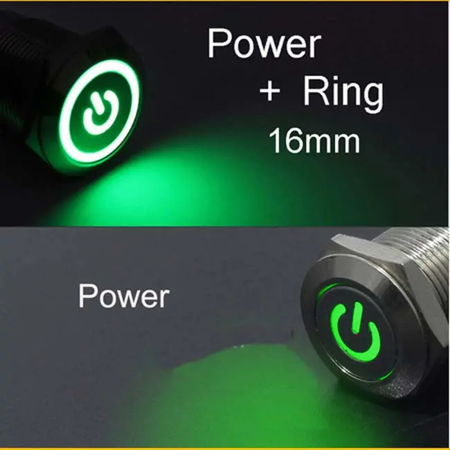 Scjt-7374 - Push Switch Lit Latch Grn 1P2t 16Mm Rnd No/Nc 12-24V Ring Led 1
