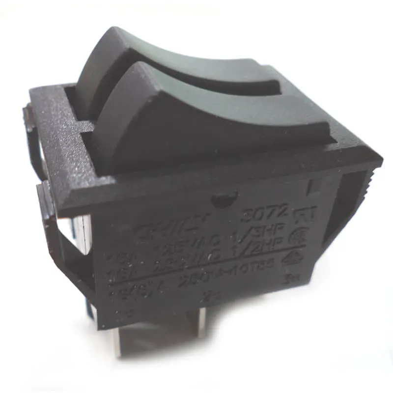 3072-K22p - Rocker Switch Dual 2P1t 16A On- Off 125Vac Qt 22X30mm Blk 1