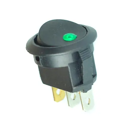 Irs-101-8C D-G - Rocker Switch Lit 1P1t 16A On- Off 12Vdc Qt 20Mm Hole Grn Led 1