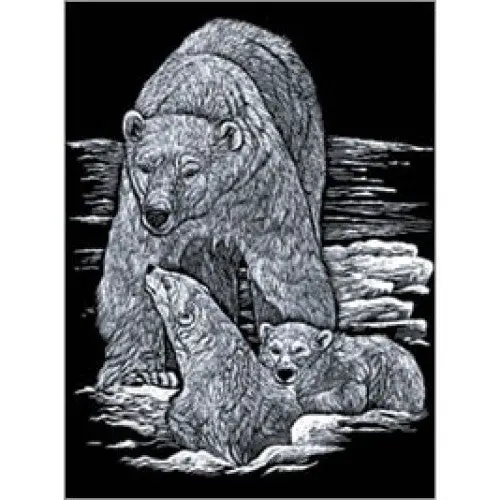 Silf14 - Silver Engraving Polar Bear And Cubs 1