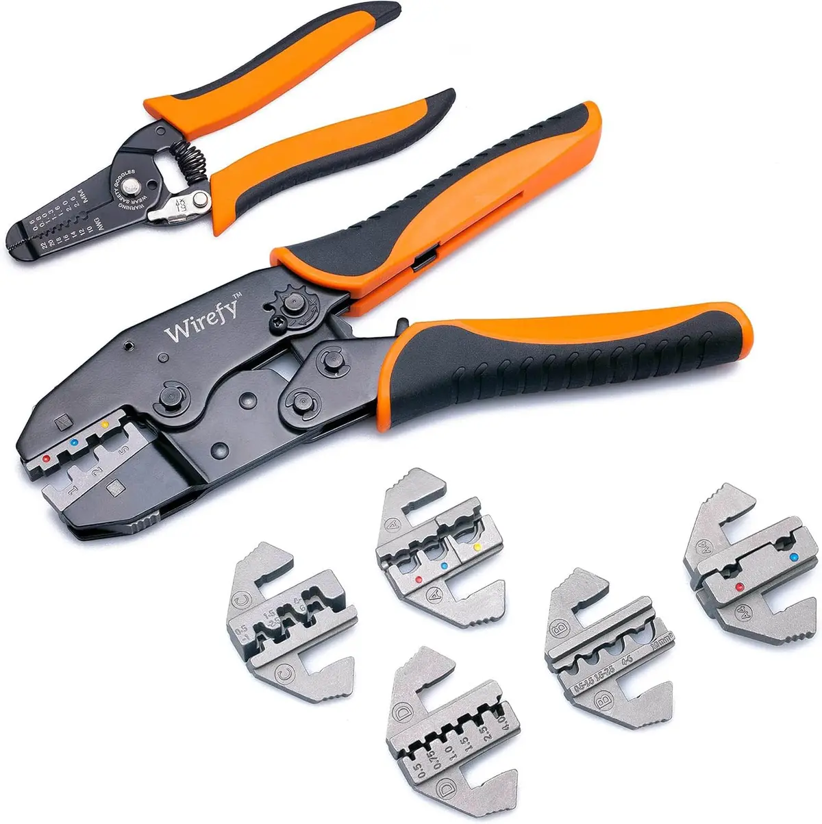 Crmp-Aa4a5bcd - Crimper Ratchet 8Pcs Tool Kit W/Stripper Hst Nylon Ferrule 1