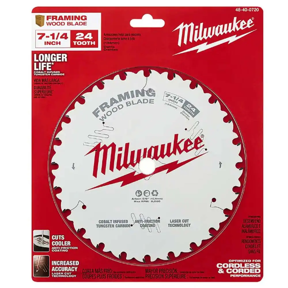 48-40-0720 - Saw Blade 7-1/4In 24T Framing Wood Cutting Circular Blade 1