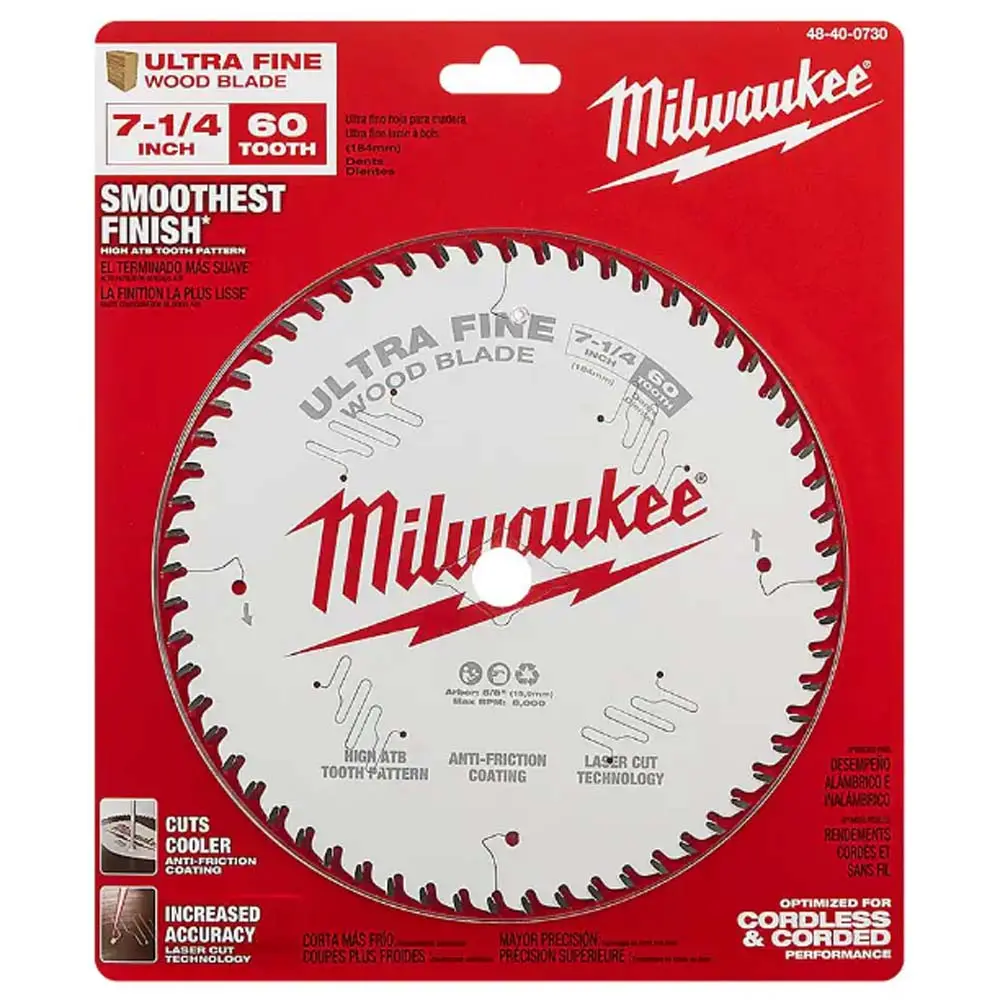 48-40-0730 - Saw Blade 7-1/4In 60T Ultra Fine Wood Cutting Circular Blade 1