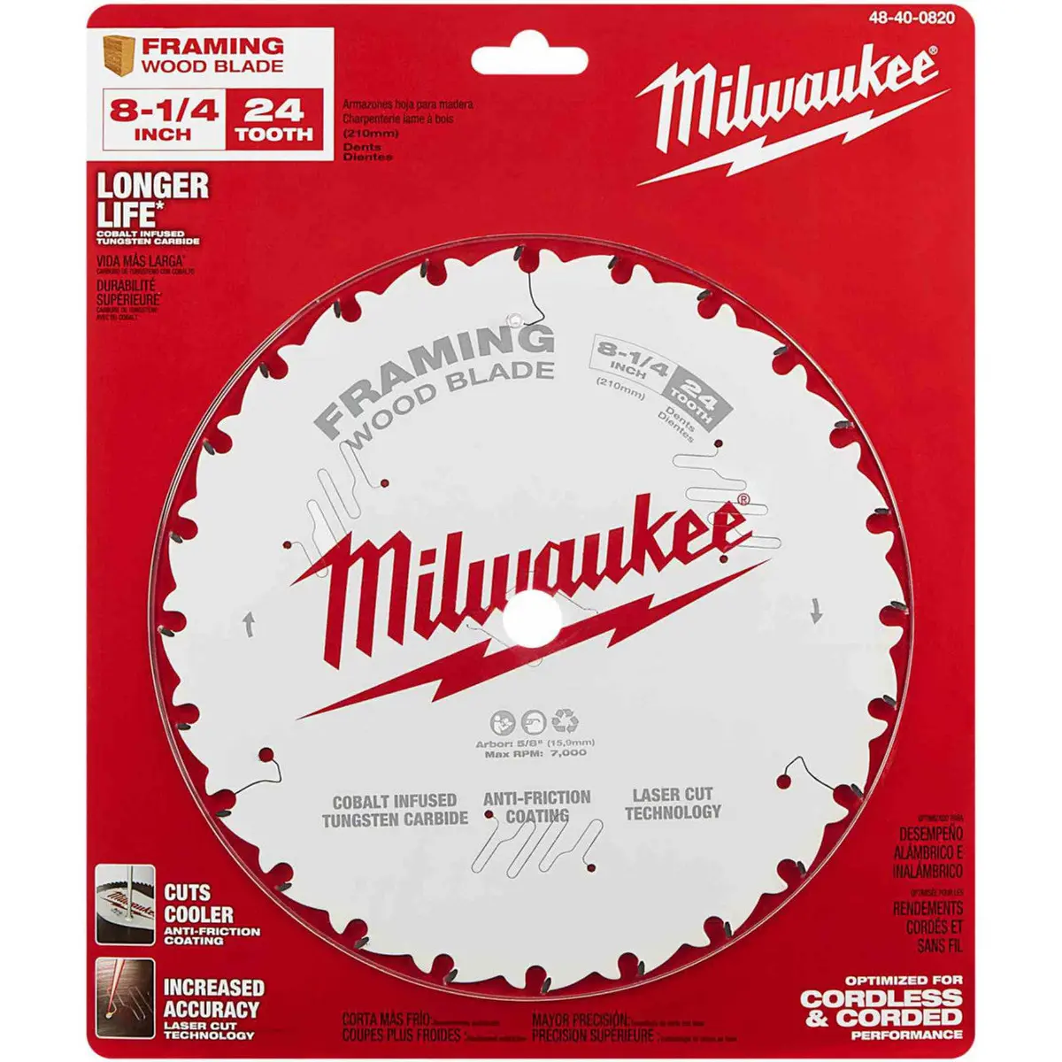 48-40-0820 - Saw Blade 8-1/4In 24T Framing Wood Cutting Circular Blade 1