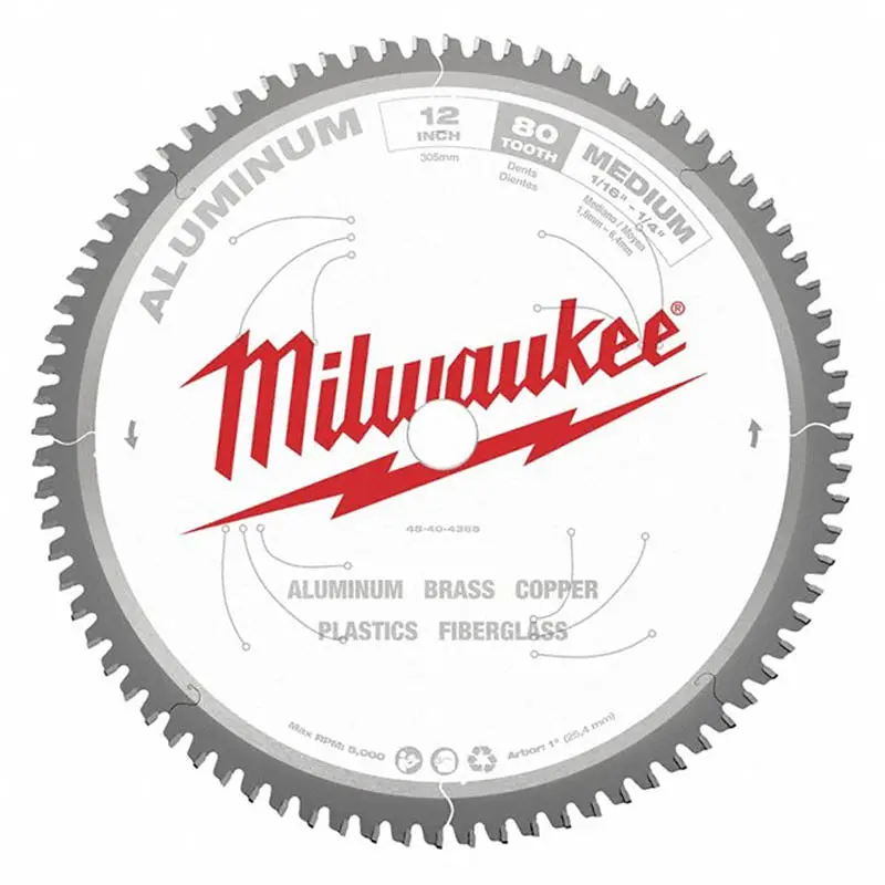 48-40-4365 - Saw Blade 12Inx80t 1In Arbor Cutting Aluminum Brass Copper 1