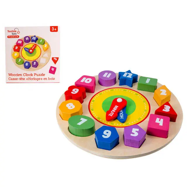 Tkb414-Ca - Wooden Clock Puzzle 13Pcs/Set 1
