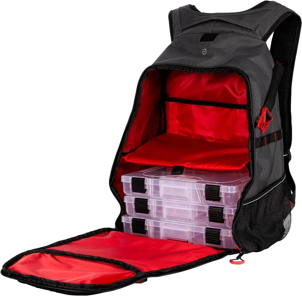 Plabe611 - Fishing Tackle Backpack Grey W/3 Boxes Water Resistant Plano 1