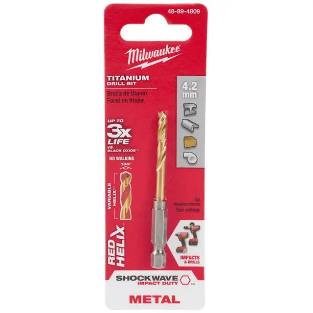 48-89-4809 - Drill Bit Metric 4.2Mm Shockwave Red Helix Titanium For Metal 1
