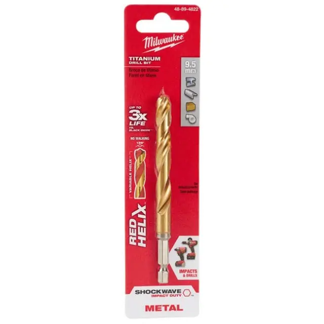 48-89-4822 - Drill Bit Metric 9.5Mm Shockwave Red Helix Titanium Metal 1
