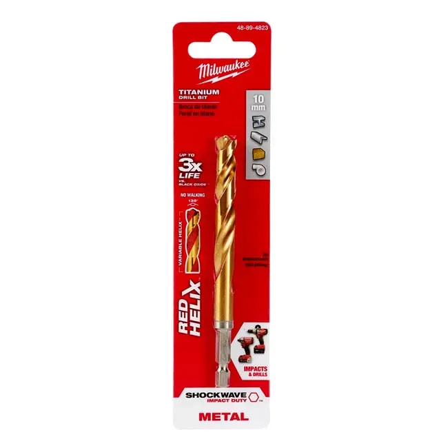 48-89-4823 - Drill Bit Metric 10Mm Shockwave Red Helix Titanium For Metal 1