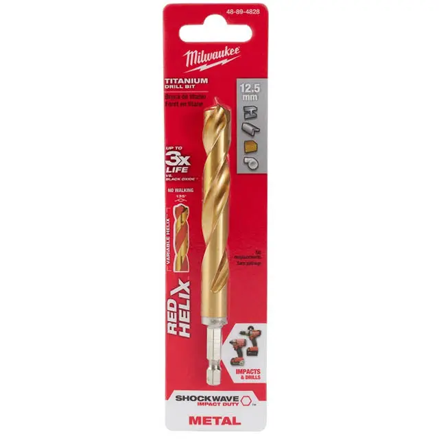 48-89-4828 - Drill Bit Metric 12.5Mm Shockwav Red Helix Titanium For Metal 1