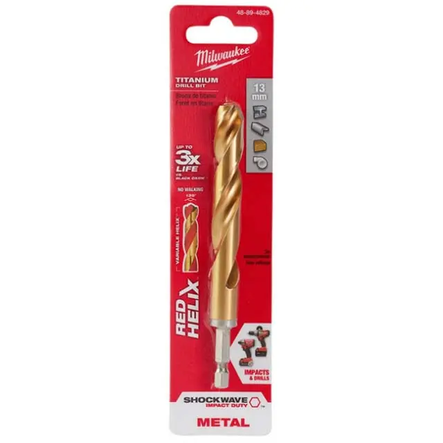 48-89-4829 - Drill Bit Metric 13Mm Shockwave Red Helix Titanium For Metal 1