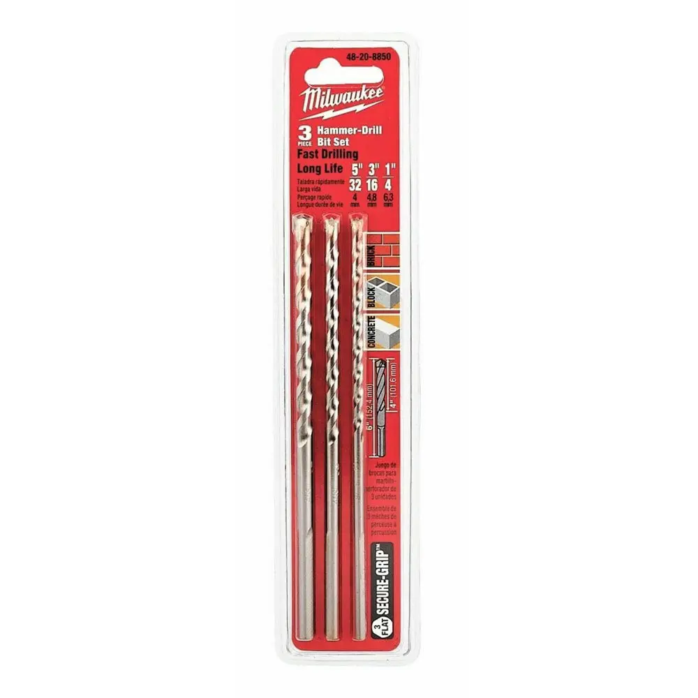 48-20-8850 - Drill Bit Set 5/32 3/16 1/4X6in Concrete Block Brick 3Pcs/Set 1