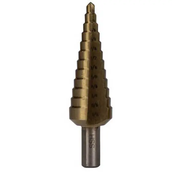 Tnhe-1613 - Step Drill Bit 3/16-7/8In Hss With Titanium Coating 1