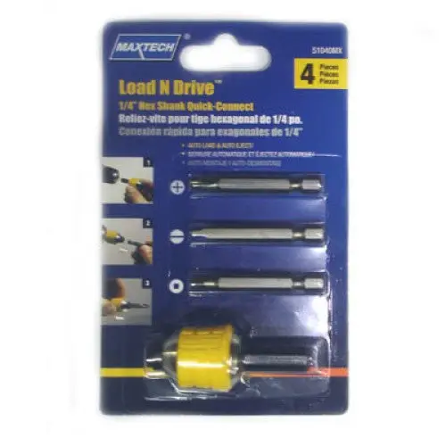 51040Mx - Chuck 1/4In Work For 3/8 And 1/2In Drive Drill W/Drill Bits 4Pc/Set 1