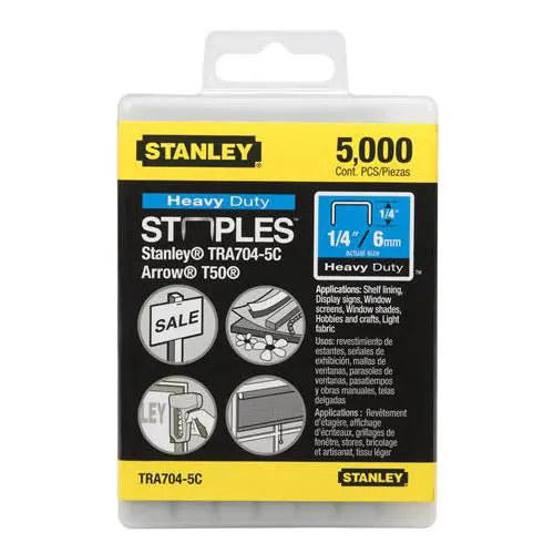 Tra704-5C - Staples Heavy Duty 6Mm Height 10Mm Width For Arrow T50 Stapler (5000 Pcs/Pkg) 1