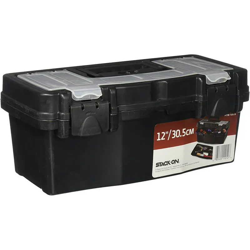 Ptb-12Ls-6 - Tool Box Plastic 12In Black With Tray 1