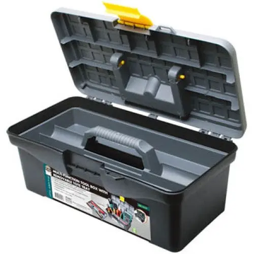 Sb-3218 - Tool Box Plastic 12In Black With Tray 1