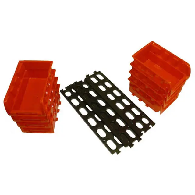 98175 - Storage Tray Stackable Plastic Red 6.5X4x3in W/3Pc 12.5In Rack (8 Pcs/Pkg) 1