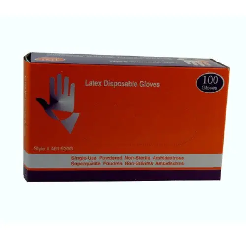 46I-520G-Med - Gloves Industrial/Food Grade Med Latex Powdered Disposable Clear (100 Pcs/Pkg) 1