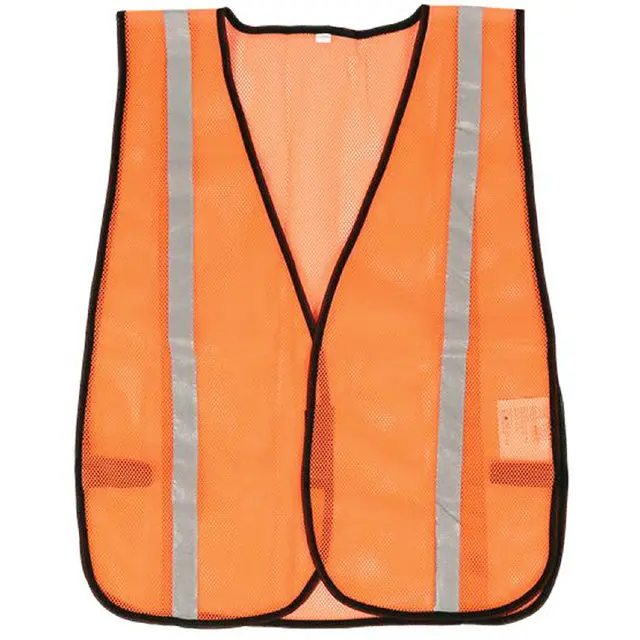 6101O - Safety Vest 1In Reflective Tape Fluorescent Polyester Mesh Ornge 1