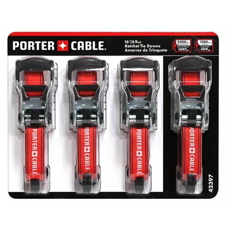 42397 - Tie Downs Set Racthet 1.5In X 16 Ft 1100Lbs Load Limit (4 Pcs/Pkg) 1