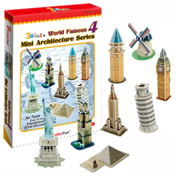 V6pcb 018 - Mini Architectures Series 4 60Pcs/Kit 3D Puzzle Cubic Fun 1