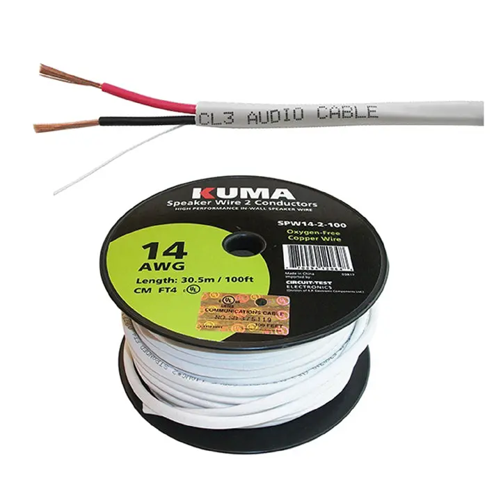 Spw14-2-100 - Speaker Wire In-Wall 14Awg 2C 100Ft Ft4 Wht 1
