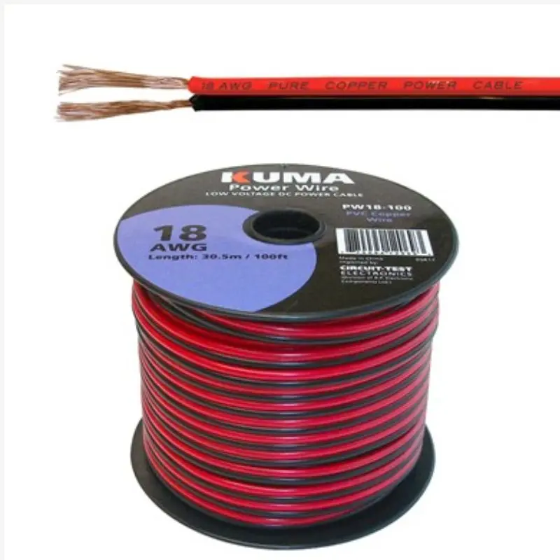 Pw18-100 - Dc Wire 18Awg Red/Blk Pair 100Ft 1