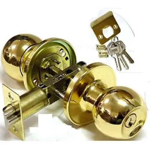 Wh-1886-Go - Entrance Lock W/Button Gold Plat Plated 1
