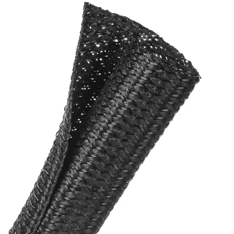 F6w0.38Bk10 - Self Wrap Flex 3/8In Blk 10Ft Poly Braided F6 Woven Sleeving 1
