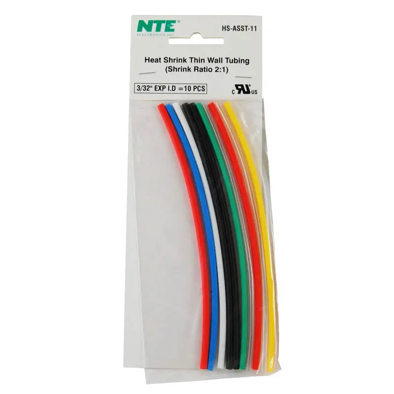 Hs-Asst-11 - Tubing Hst 3/32In X 6In Assorted Colors 10Pcs/Pack Shrink 2:1 1