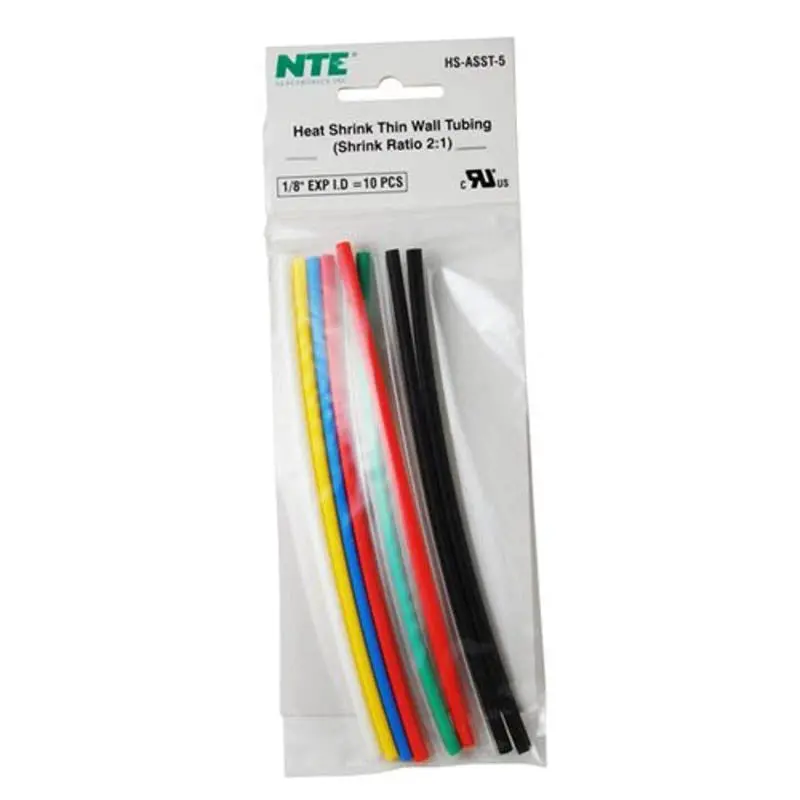 Hs-Asst-5 - Tubing Hst 1/8In X 6In Assorted Colors 10Pcs/Pack Shrink 2:1 1