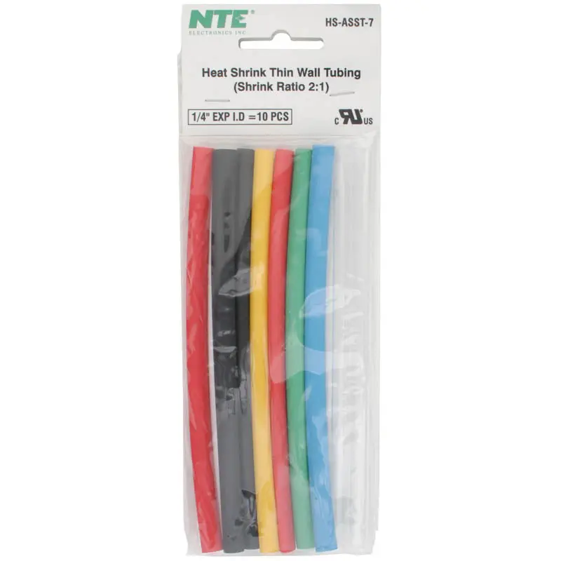 Hs-Asst-7 - Tubing Hst 1/4In X 6In Assorted Colors 10Pcs/Pack Shrink 2:1 1